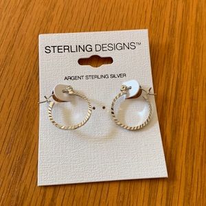 925 Sterling Silver Diamond Cut Hoop Earrings
